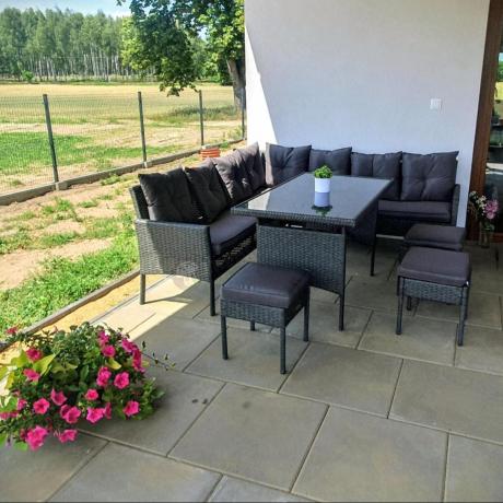 Narożnik z technorattanu 190x190cm z pufami Torino Corner XL Anthracite