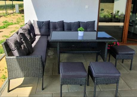 Narożnik z technorattanu 190x190cm z pufami Torino Corner XL Anthracite