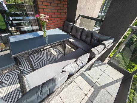 Narożnik z technorattanu 190x190cm z pufami Torino Corner XL Anthracite