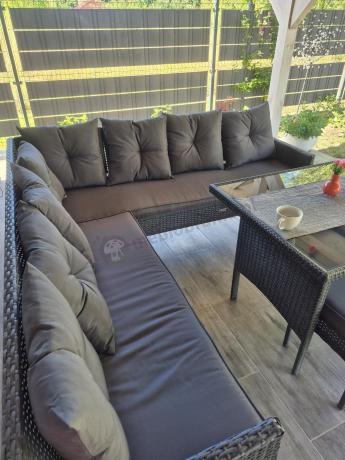 Narożnik z technorattanu 190x190cm z pufami Torino Corner XL Anthracite