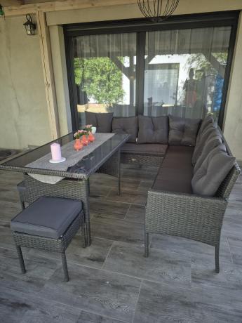 Narożnik z technorattanu 190x190cm z pufami Torino Corner XL Anthracite