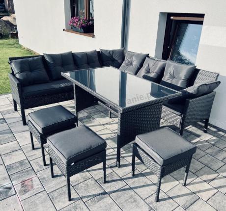 Narożnik z technorattanu 190x190cm z pufami Torino Corner XL Anthracite