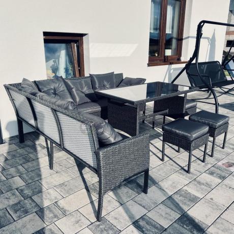 Narożnik z technorattanu 190x190cm z pufami Torino Corner XL Anthracite