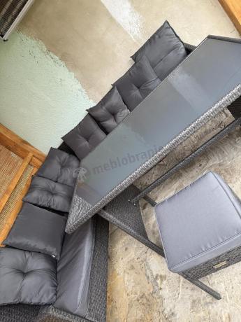 Narożnik z technorattanu 190x190cm z pufami Torino Corner XL Anthracite