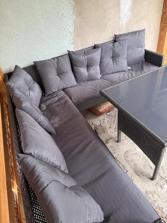 Narożnik z technorattanu 190x190cm z pufami Torino Corner XL Anthracite