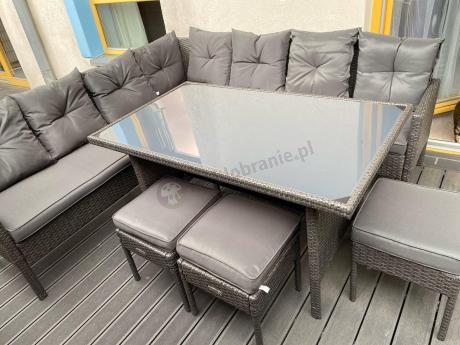 Narożnik z technorattanu 190x190cm z pufami Torino Corner XL Anthracite