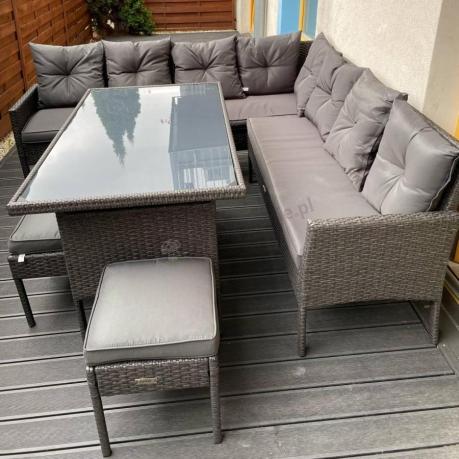Narożnik z technorattanu 190x190cm z pufami Torino Corner XL Anthracite