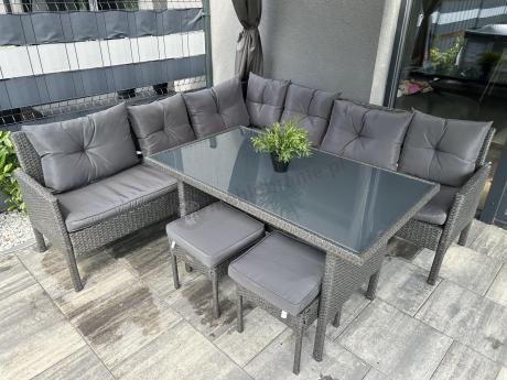 Narożnik z technorattanu 190x190cm z pufami Torino Corner XL Anthracite