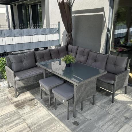 Narożnik z technorattanu 190x190cm z pufami Torino Corner XL Anthracite