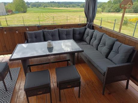 Narożnik z technorattanu 190x190cm z pufami Torino Corner XL Anthracite