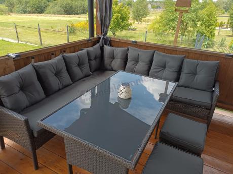 Narożnik z technorattanu 190x190cm z pufami Torino Corner XL Anthracite