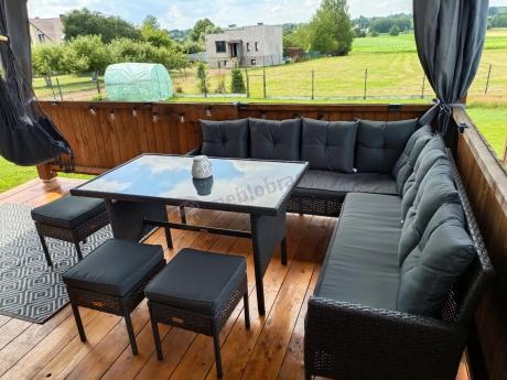 Narożnik z technorattanu 190x190cm z pufami Torino Corner XL Anthracite