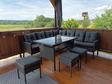 Narożnik z technorattanu 190x190cm z pufami Torino Corner XL Anthracite