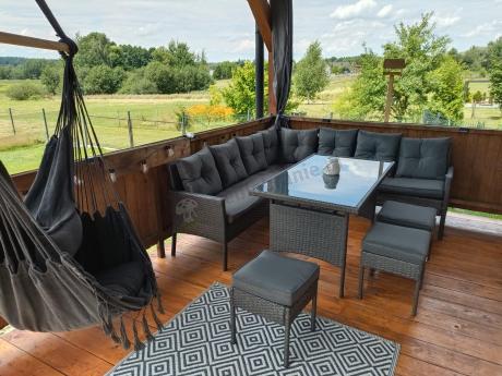 Narożnik z technorattanu 190x190cm z pufami Torino Corner XL Anthracite