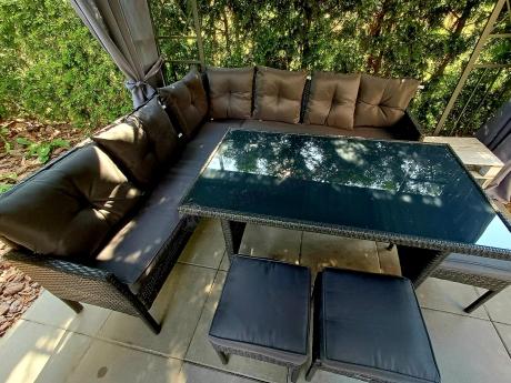 Narożnik z technorattanu 190x190cm z pufami Torino Corner XL Anthracite