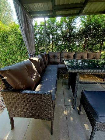 Narożnik z technorattanu 190x190cm z pufami Torino Corner XL Anthracite