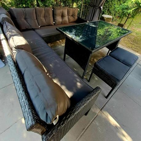 Narożnik z technorattanu 190x190cm z pufami Torino Corner XL Anthracite