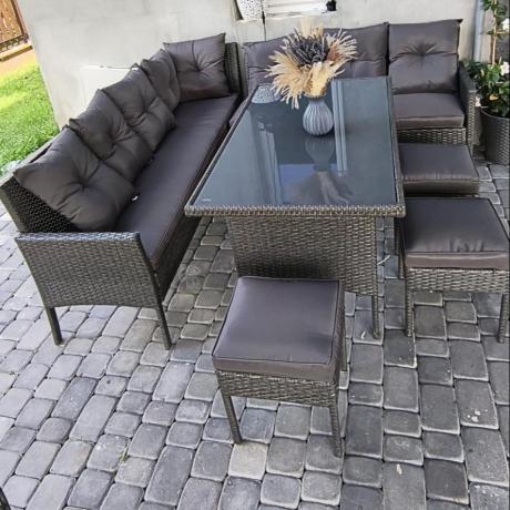 Narożnik z technorattanu 190x190cm z pufami Torino Corner XL Anthracite