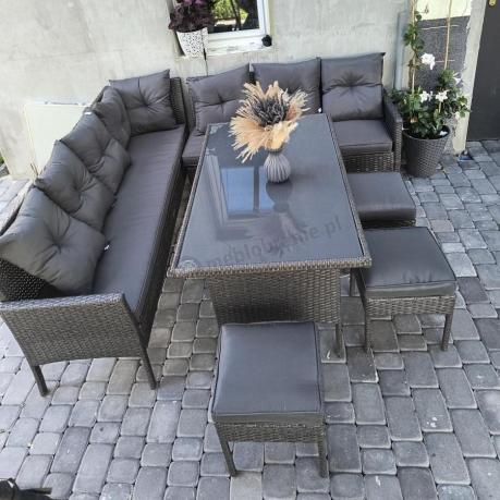 Narożnik z technorattanu 190x190cm z pufami Torino Corner XL Anthracite