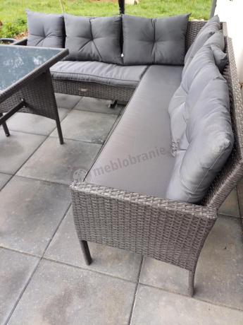 Narożnik z technorattanu 190x190cm z pufami Torino Corner XL Anthracite