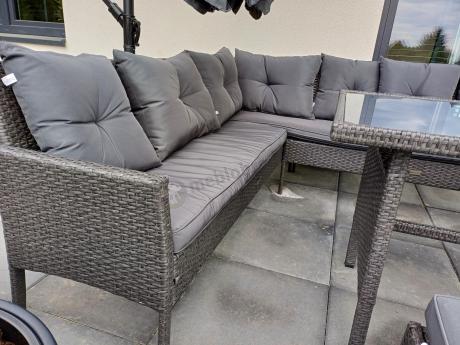 Narożnik z technorattanu 190x190cm z pufami Torino Corner XL Anthracite