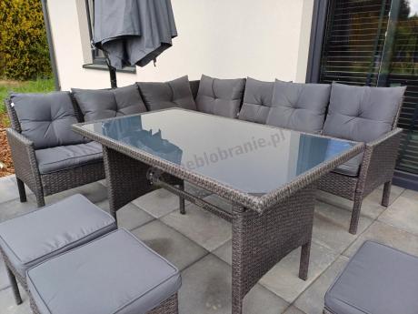 Narożnik z technorattanu 190x190cm z pufami Torino Corner XL Anthracite