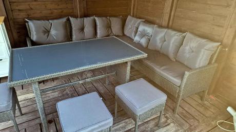 Narożnik z technorattanu 190x190cm z pufami Torino Corner XL Anthracite