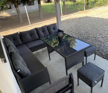 Narożnik z technorattanu 190x190cm z pufami Torino Corner XL Anthracite