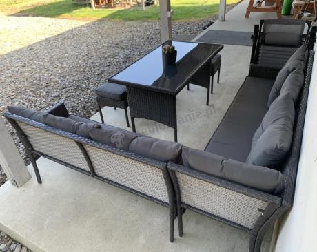 Narożnik z technorattanu 190x190cm z pufami Torino Corner XL Anthracite