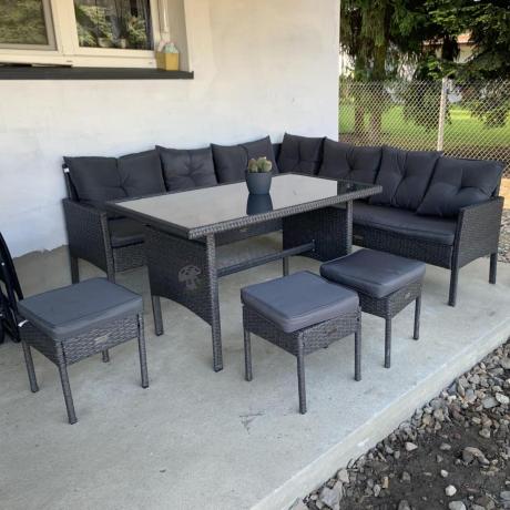 Narożnik z technorattanu 190x190cm z pufami Torino Corner XL Anthracite