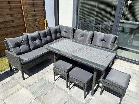 Narożnik z technorattanu 190x190cm z pufami Torino Corner XL Anthracite