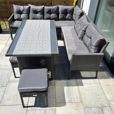 Narożnik z technorattanu 190x190cm z pufami Torino Corner XL Anthracite