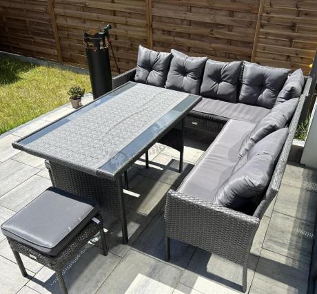 Narożnik z technorattanu 190x190cm z pufami Torino Corner XL Anthracite