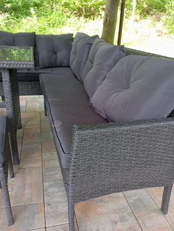 Narożnik z technorattanu 190x190cm z pufami Torino Corner XL Anthracite