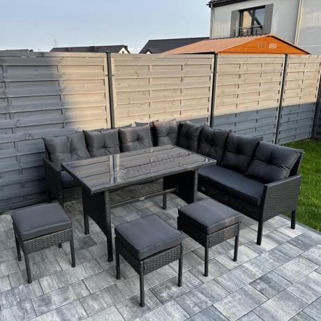 Narożnik z technorattanu 190x190cm z pufami Torino Corner XL Anthracite