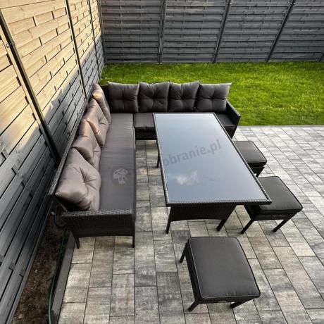 Narożnik z technorattanu 190x190cm z pufami Torino Corner XL Anthracite