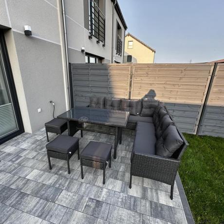 Narożnik z technorattanu 190x190cm z pufami Torino Corner XL Anthracite