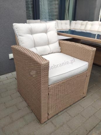 Narożnik z technorattanu z fotelem i ławą Topiano Plus Nature Select