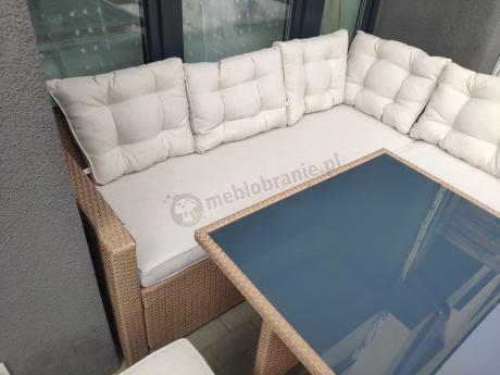 Narożnik z technorattanu z fotelem i ławą Topiano Plus Nature Select