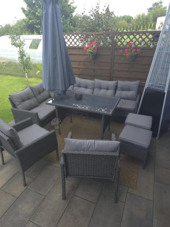 Narożnik z technorattanu z pufami i fotelami Perata Corner Plus – Anthracite