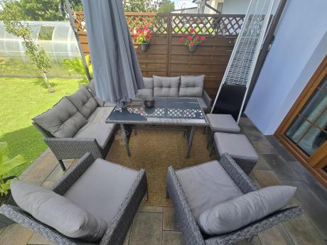 Narożnik z technorattanu z pufami i fotelami Perata Corner Plus – Anthracite