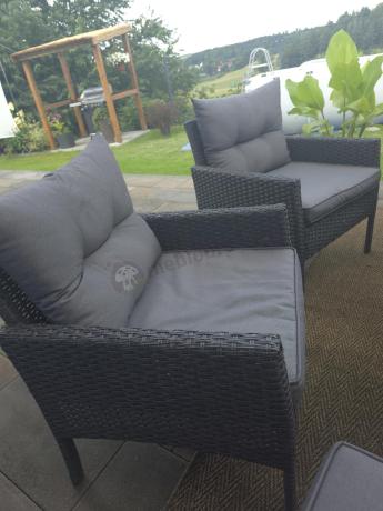 Narożnik z technorattanu z pufami i fotelami Perata Corner Plus – Anthracite