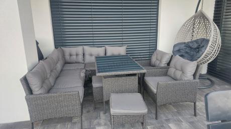 Narożnik z technorattanu z pufami i fotelami Perata Corner Plus – Anthracite