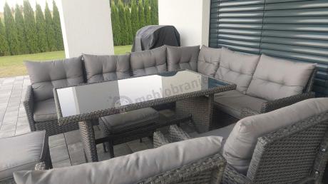 Narożnik z technorattanu z pufami i fotelami Perata Corner Plus – Anthracite