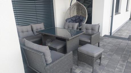 Narożnik z technorattanu z pufami i fotelami Perata Corner Plus – Anthracite