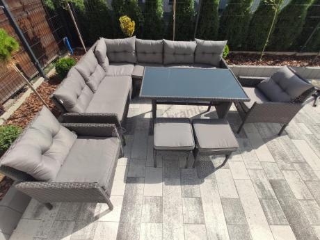 Narożnik z technorattanu z pufami i fotelami Perata Corner Plus – Anthracite