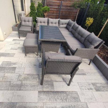 Narożnik z technorattanu z pufami i fotelami Perata Corner Plus – Anthracite