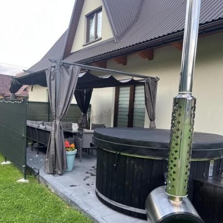 Narożnik z technorattanu z pufami i fotelami Perata Corner Plus – Anthracite