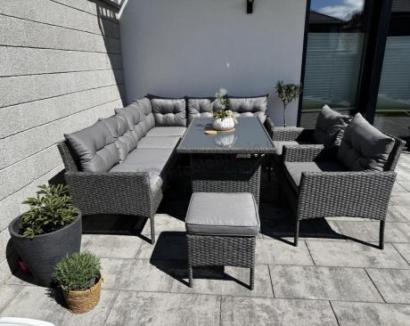 Narożnik z technorattanu z pufami i fotelami Perata Corner Plus – Anthracite