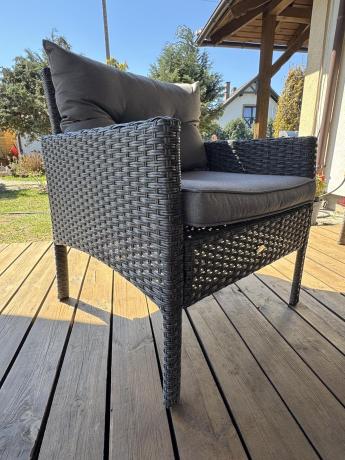 Narożnik z technorattanu z pufami i fotelami Perata Corner Plus – Anthracite
